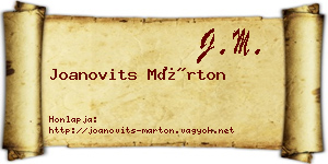 Joanovits Márton névjegykártya